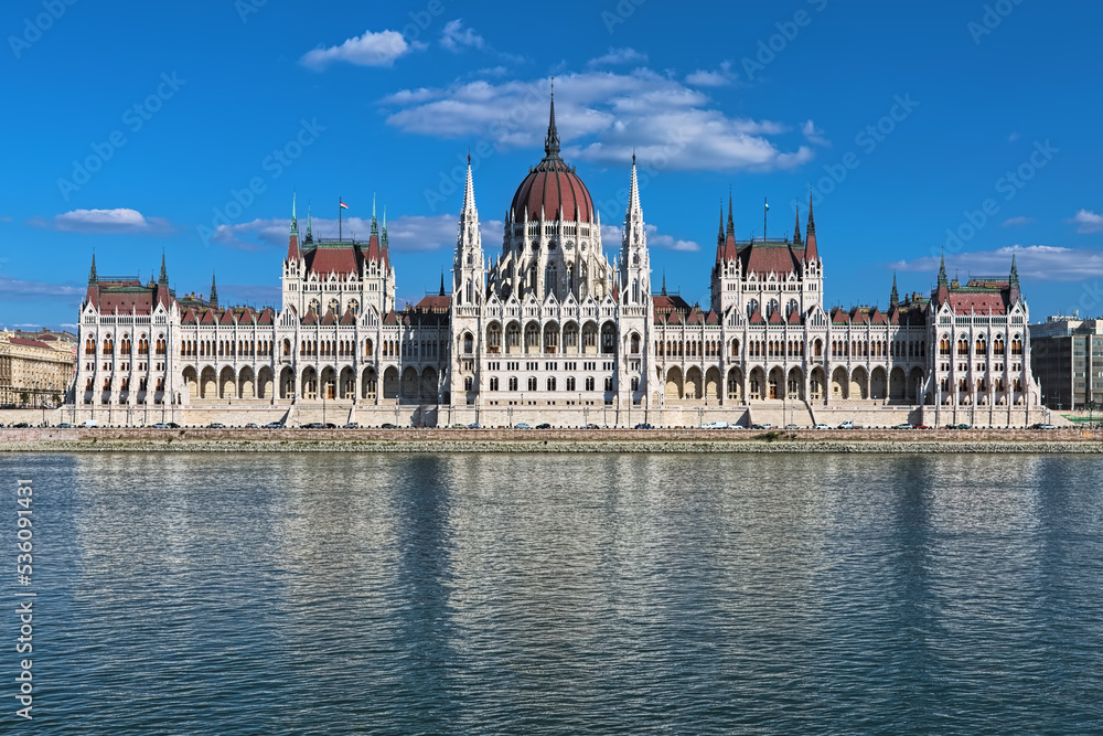 The Hungarian Parliament Building at the bank of the Danube in Budapest