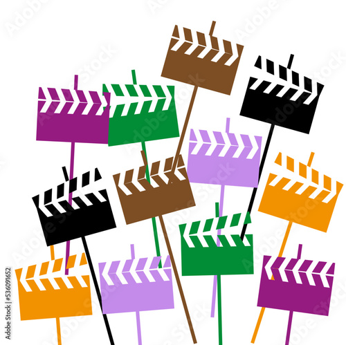 protest with a movie clapperboard