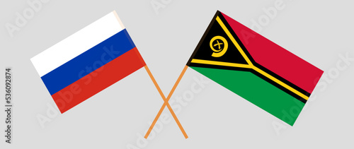Crossed flags of Russia and Vanuatu. Official colors. Correct proportion