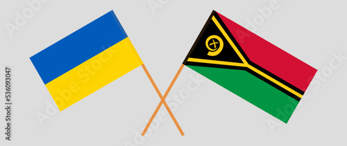 Crossed flags of Ukraine and Vanuatu. Official colors. Correct proportion