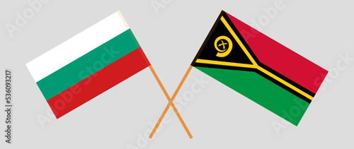 Crossed flags of Bulgaria and Vanuatu. Official colors. Correct proportion