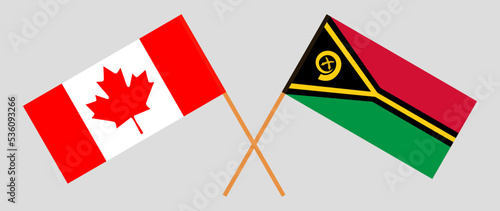 Crossed flags of Canada and Vanuatu. Official colors. Correct proportion