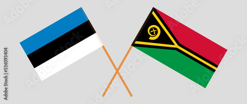 Crossed flags of Estonia and Vanuatu. Official colors. Correct proportion. Vector illustration