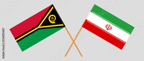 Crossed flags of Vanuatu and Iran. Official colors. Correct proportion