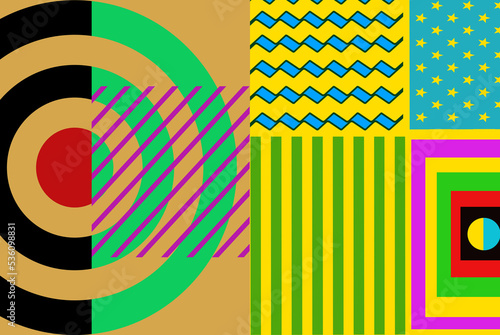 Modern memphis background set covers, great design for any purposes. Colorful trendy illustration