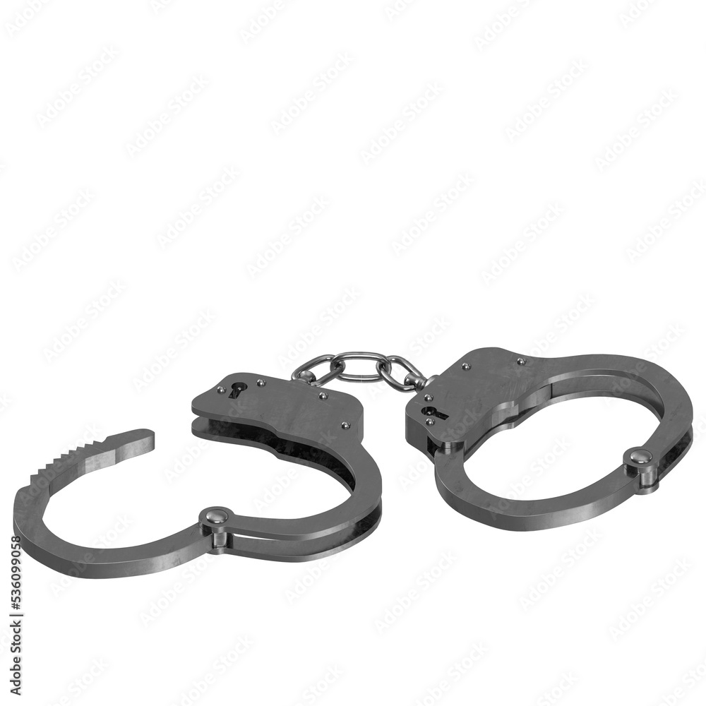 3d rendering illustration of handcuffs 3d rendering illustration of handcuffs