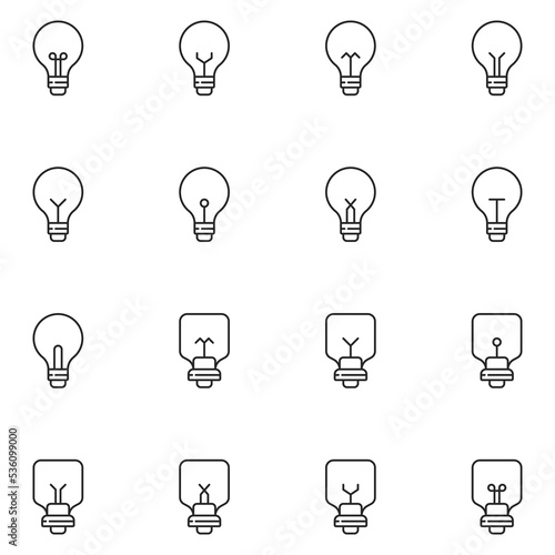 Bulbs Line Icon Set Vector
