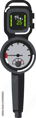 Diving pressure gauge Underwater Equipment. Vector illustration