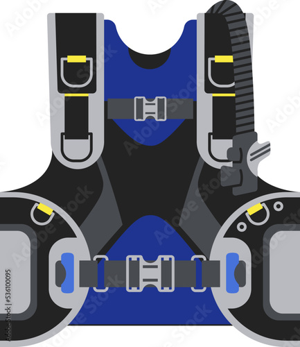 Diving Buoyancy Compensator Underwater Equipment. Vector illustration