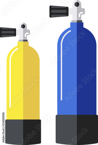 Diving oxygen tanks Underwater Equipment. Vector illustration
