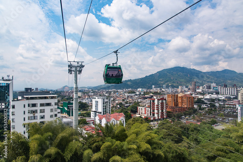 Pereira, Risaralda, Colombia. February 3, 2022: Panoramic landscape in the city with blue sky. photo
