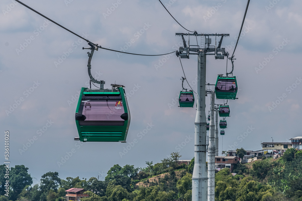 Pereira, Risaralda, Colombia. February 3, 2022: Panoramic landscape in the city with blue sky.