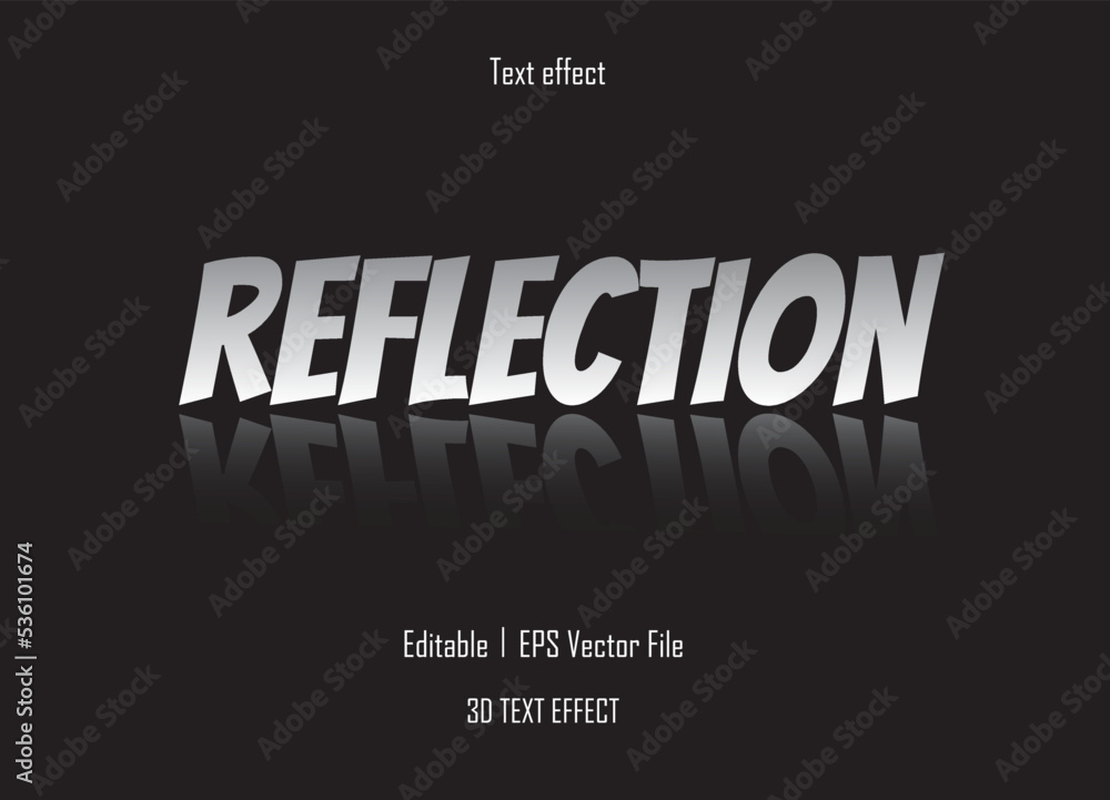 Editable text effect of reflection. Eps vector file.