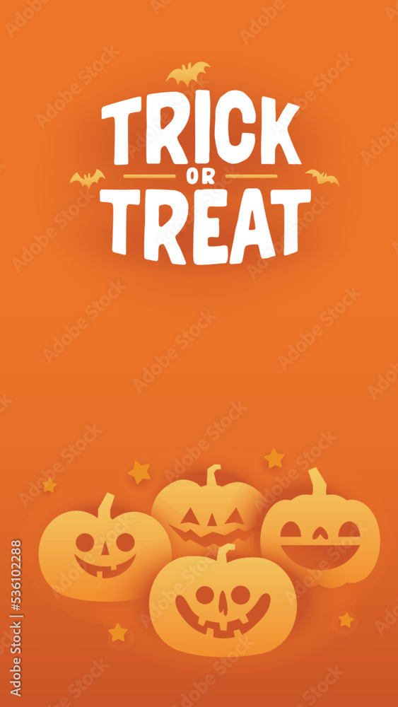 Halloween banner with copy space. Trick or treat lettering sign with bats and carved pumpkins. Cute and funny spooky style. Halloween banner with copy space. Trick or treat lettering sign with bats and carved pumpkins. Cute and funny spooky style.