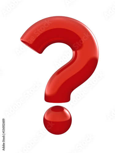 Red question mark 3d icon, isolated
