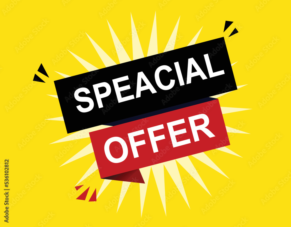 Vector Illustration Special offer. Red and black vector label with yellow background. Vector Illustration Special offer. Red and black vector label with yellow background.