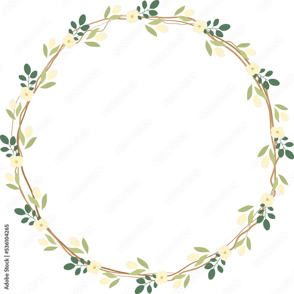 Fototapeta premium white wild flowers wreath frame