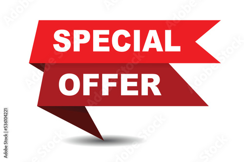Special offer  Vector Illustration. Special offer  red vector banner ribbon with white background. © Shahidul