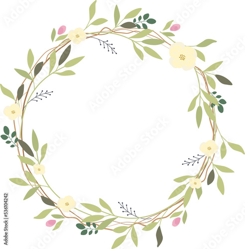 white wild flowers wreath frame