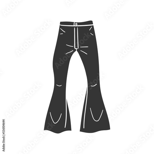 Retro Pants Icon Silhouette Illustration. Disco Groovy Vector Graphic Pictogram Symbol Clip Art. Doodle Sketch Black Sign.