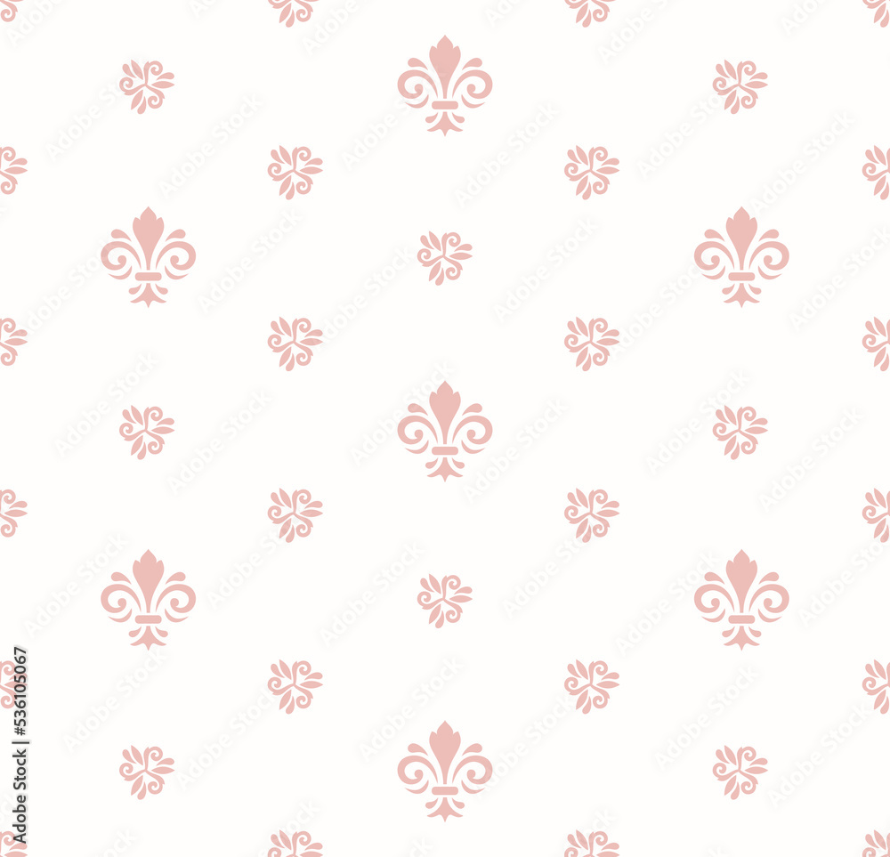 Seamless pattern. Modern geometric ornament with pink royal lilies. Classic vintage pink background Seamless pattern. Modern geometric ornament with pink royal lilies. Classic vintage pink background