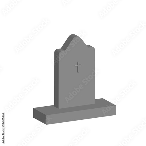 Minimalist 3d grave cemetery halloween vector