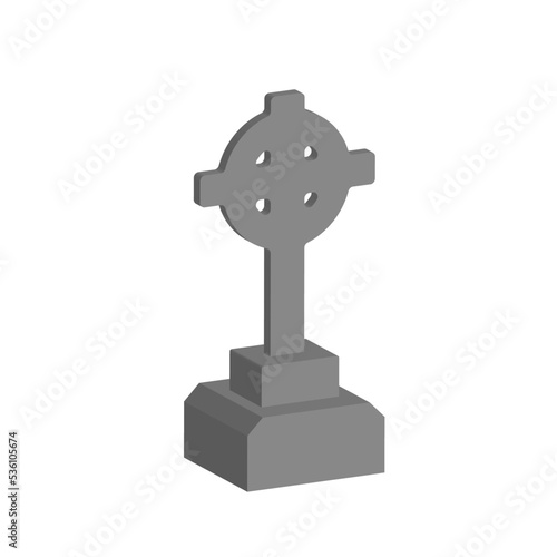 Minimalist 3d grave cemetery halloween vector
