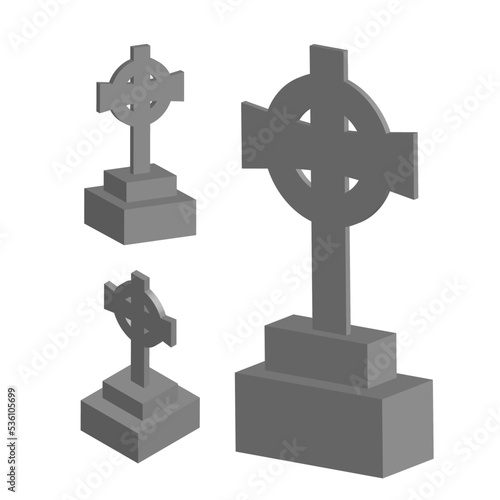 Set of Minimalist 3d grave cemetery halloween or funeral vector