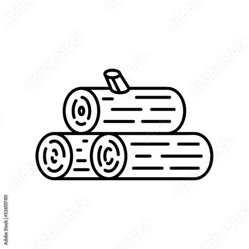Logs or lumber icon in black outline style