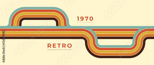 Abstract retro 70s background vector. Colorful vintage 1970 stylish wallpaper with lines, stripes, curve, circle shapes. Illustration design suitable for poster, banner, decorative, wall art. 