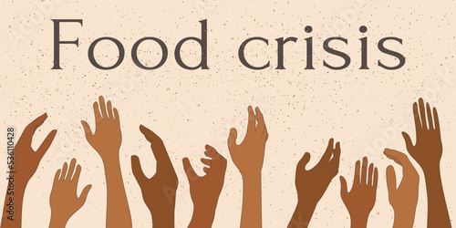 Vector illustration of the concept of hunger. The problem of hunger, hunger and malnutrition, resource mobilization, hunger of the population, food shortage, poor nutrition. Food crisis