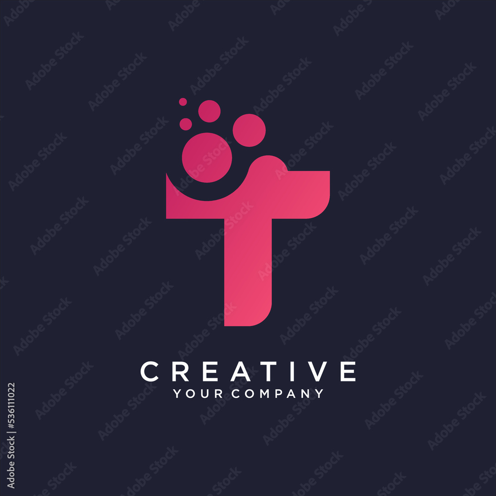 Letter T logo With Dot vector graphic alphabet symbol. Letter T logo With Dot vector graphic alphabet symbol.