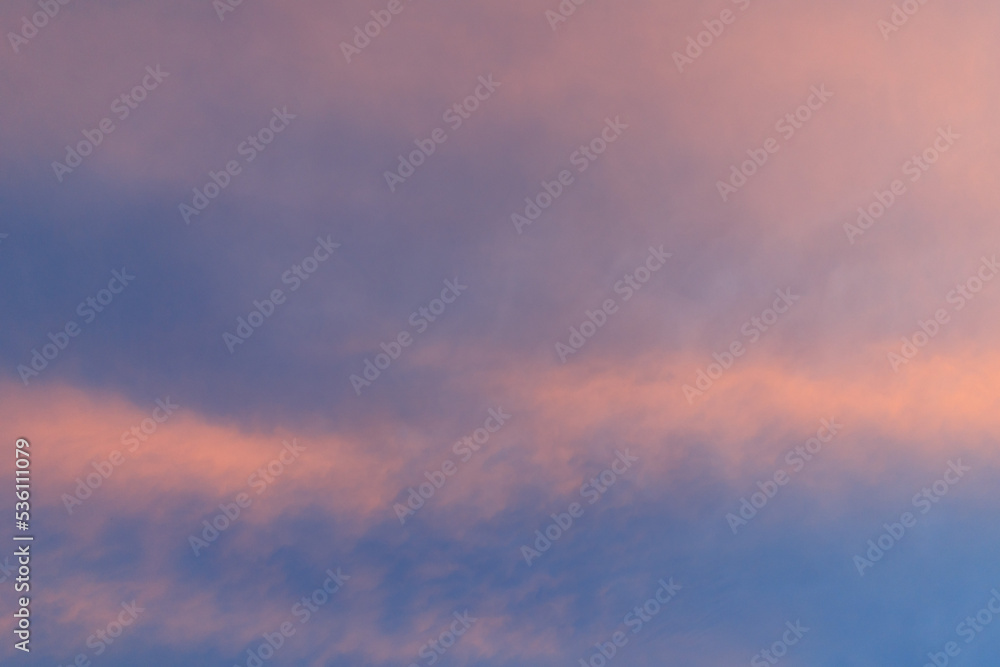 Beautiful scenery background of the sky during twilight makes it possible to see the beautiful colors of the natural sky. Beautiful colorful backdrop of the evening sky after sunset.