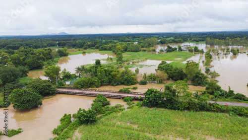 aerial view of flooded land