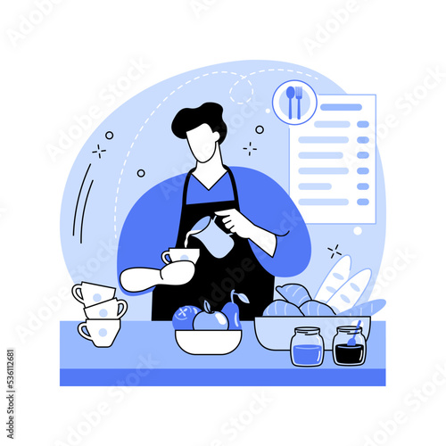 Hostel breakfast isolated cartoon vector illustrations.