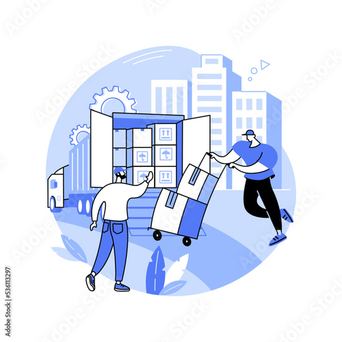 Truck loading isolated cartoon vector illustrations.