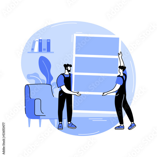 Furniture placing isolated cartoon vector illustrations.