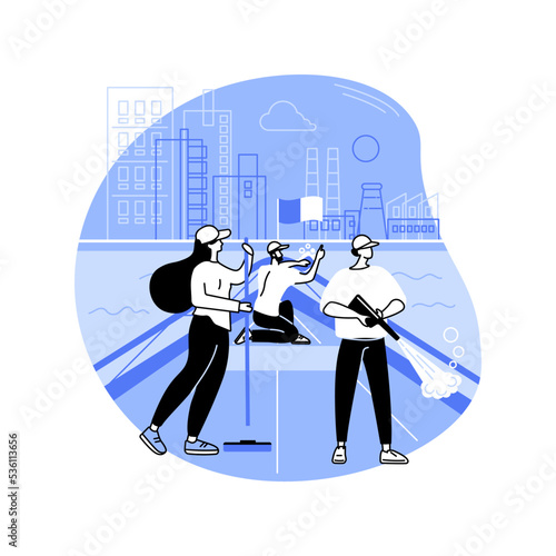 Boat cleaning service isolated cartoon vector illustrations.
