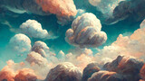 Blue sky with colorful clouds background - V1