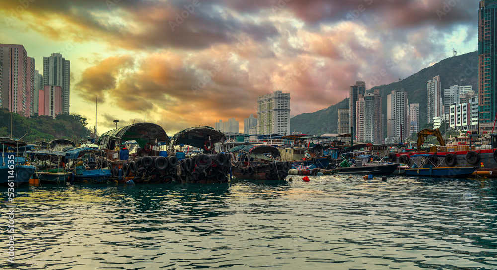 Fishing village in Aberdeen, Hong Kong