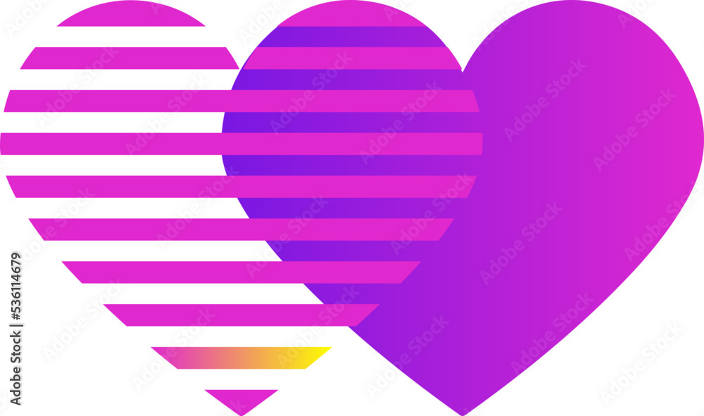 Heart Abstract elements neon retro style 