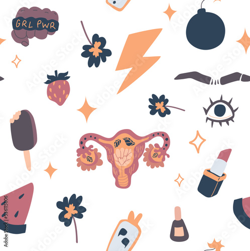 Girl power seamless pattern.