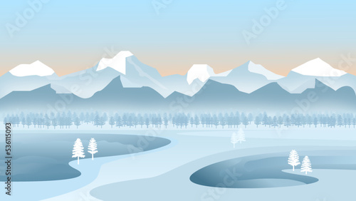 winter landscape with mountains © shirophoto