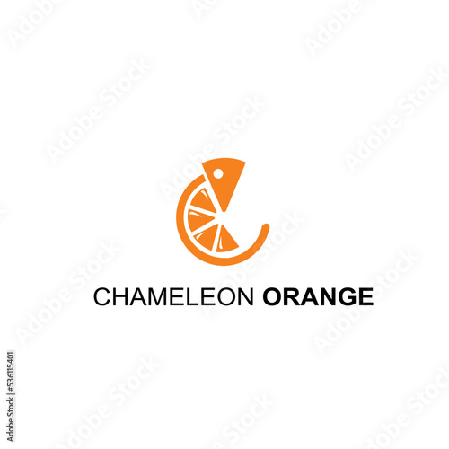 chameleon orange logo design concept