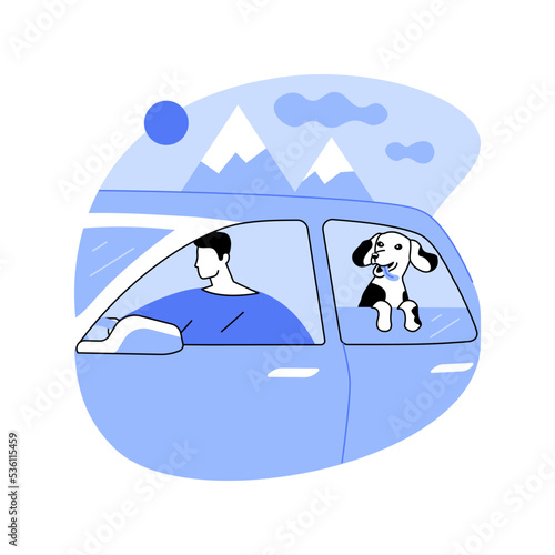 Riding with a dog isolated cartoon vector illustrations.