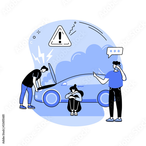 Car problem isolated cartoon vector illustrations.