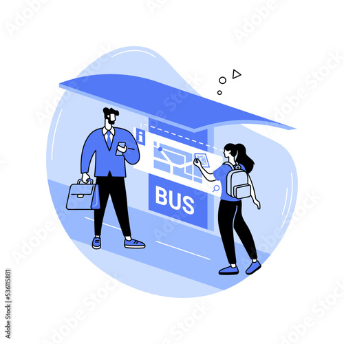 Smart bus stop isolated cartoon vector illustrations.