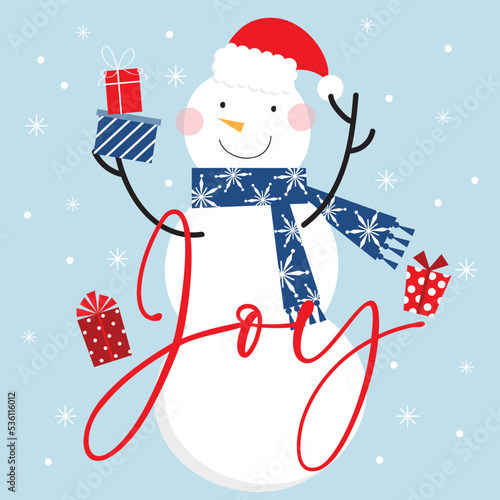 christmas card with cute snowman design