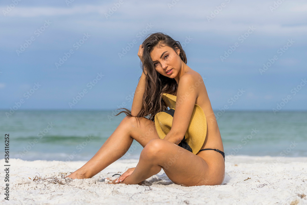 Lovely Mixed Race Bikini Model Posing Outdoors On A Caribbean Beach Lovely Mixed Race Bikini Model Posing Outdoors On A Caribbean Beach