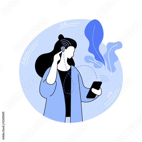 Hearing aids with phone compatibility isolated cartoon vector illustrations.